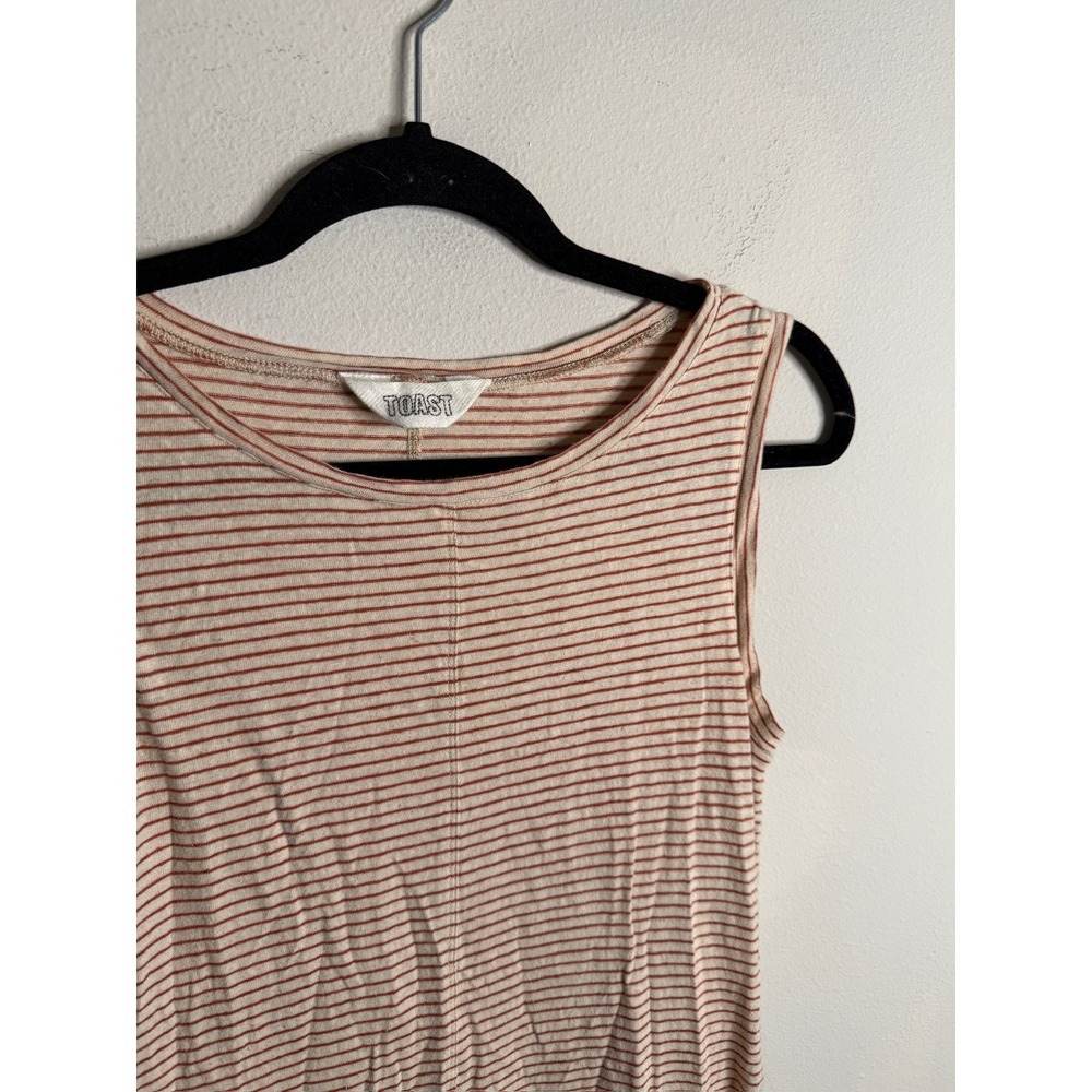 Toast UK Striped Sleeveless‎ Knit Tank Midi Dress Casual Everyday Scoop Neck - Picture 2 of 4